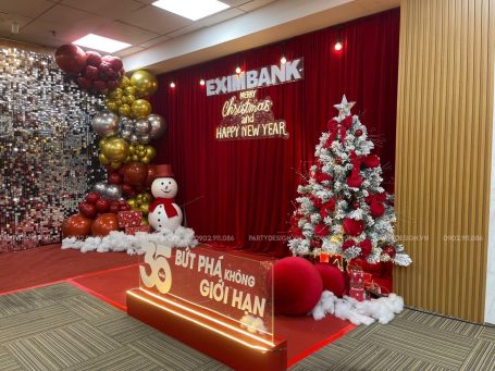 Backdrop Sequin bạc, tiệc mừng sinh nhật chủ tịch kết hợp tiệc mừng Giáng Sinh - Eximbank (1)