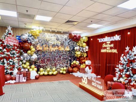 Backdrop Sequin bạc, tiệc mừng sinh nhật chủ tịch kết hợp tiệc mừng Giáng Sinh - Eximbank (3)